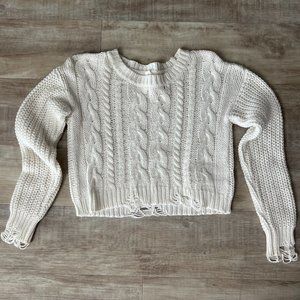 Garage White Chunky Cable-knit Sweater- Size M